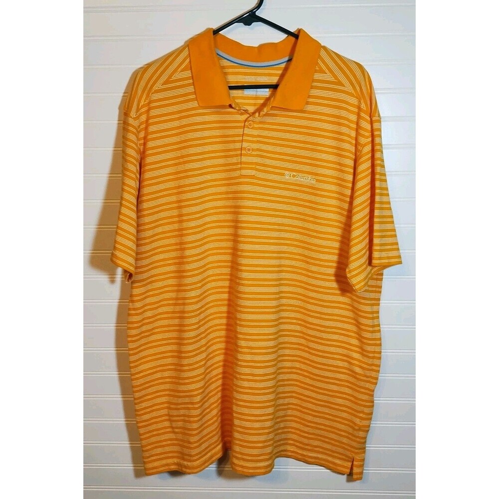 Columbia Polo Yellow Striped Polo Men's 2xl Omni Wick Advanced Evaporation Shirt